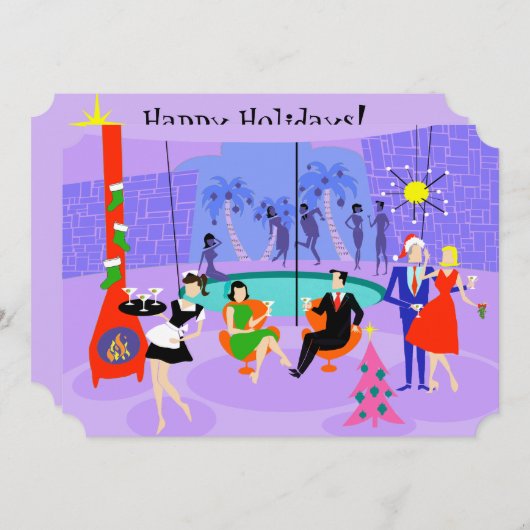 Invitations de Noël Tropical Retro (Devant / Derrière)