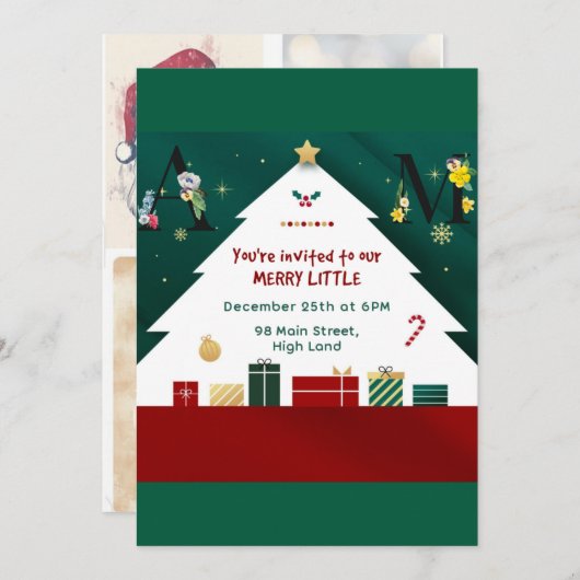 Invitations de Noël uniques (Devant / Derrière)