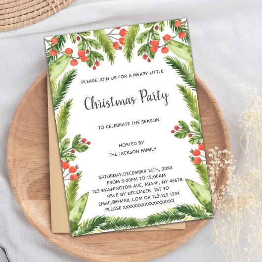 Invitations de Noël vert