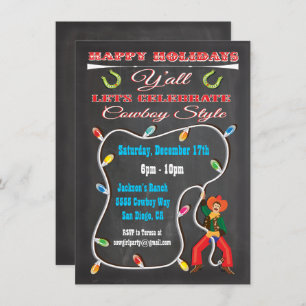 Invitations de Noël Western Cowboy