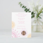 Invitations de noms de bébés rose et jaune Namkara (Debout devant)