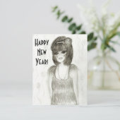 Invitations de nouvelle année de fille d'aileron (Debout devant)