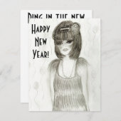 Invitations de nouvelle année de fille d'aileron (Devant / Derrière)