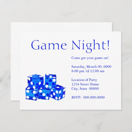 Invitations de nuit de jeu (Devant / Derrière)
