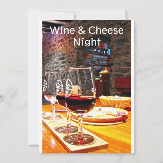 Invitations de nuit de vin et de fromage (Devant)