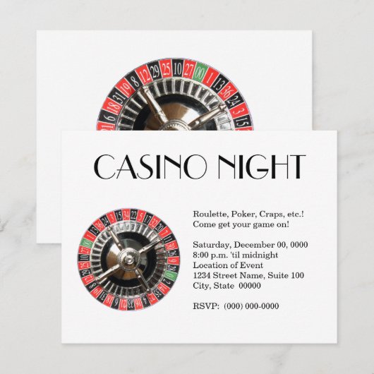 Invitations de nuit du casino (Devant / Derrière)