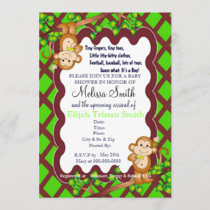 Invitations de oscillation de baby shower de singe