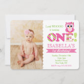 Invitations de Owl First Birthday (Devant)