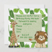 Invitations de PA de l'anniversaire de Chld de ZOO (Dos)