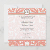 Invitations de Pale Coral & Grey Mariage damassé (Devant)