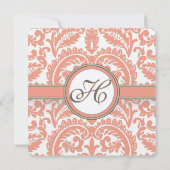 Invitations de Pale Coral & Grey Mariage damassé (Dos)