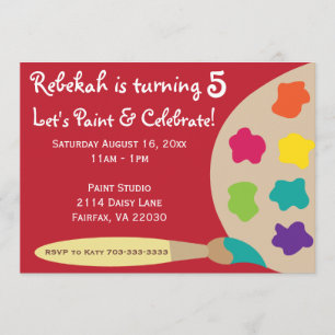 Invitations de palette de partie d'art - rouge
