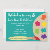 Invitations de palette de partie d'art - Teal (Devant)