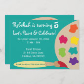 Invitations de palette de partie d'art - Teal (Devant / Derrière)