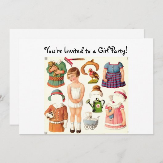 Invitations de papier de poupée (Devant / Derrière)