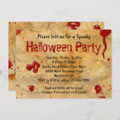 Invitations de parchemin, salissures d'Halloween (Devant / Derrière)