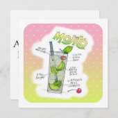 INVITATIONS DE PARTIE - ART DE COCKTAIL DE RECETTE (Devant / Derrière)