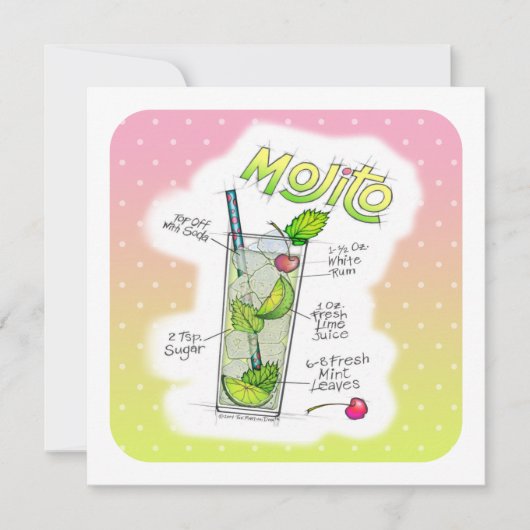 INVITATIONS DE PARTIE - ART DE COCKTAIL DE RECETTE (Devant)