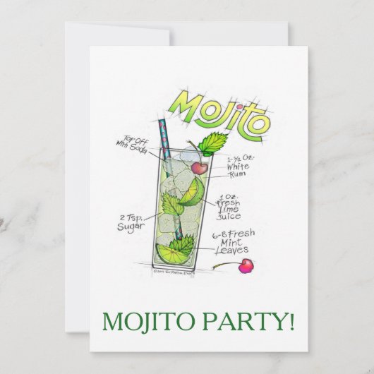 INVITATIONS DE PARTIE - ART DE COCKTAIL DE RECETTE (Devant)