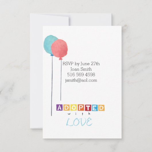 Invitations de partie d'adoption (Dos)