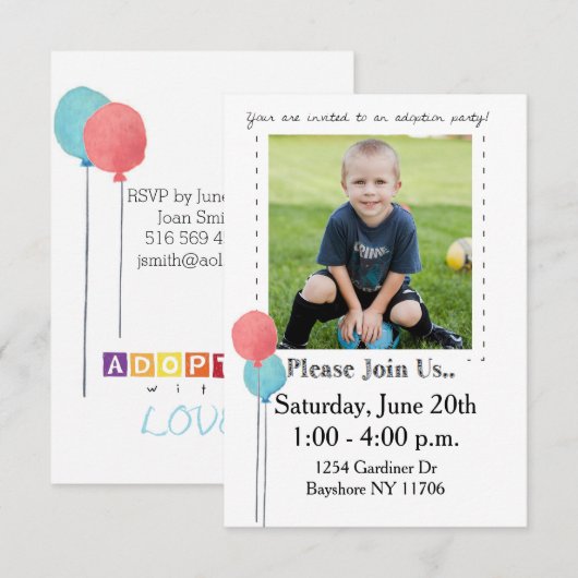 Invitations de partie d'adoption (Devant / Derrière)