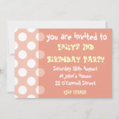 Invitations de partie d'anniversaire de enfant (Dos)