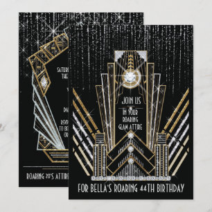 Invitations de partie de Bling d'art déco