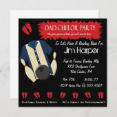 Invitations de partie de bowling de Papa-chelor (Devant / Derrière)
