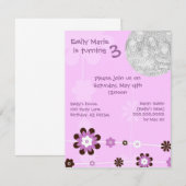 Invitations de partie de Brithday de la demoiselle (Devant / Derrière)