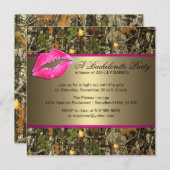 Invitations de partie de Camo Bachelorette de rose (Devant / Derrière)