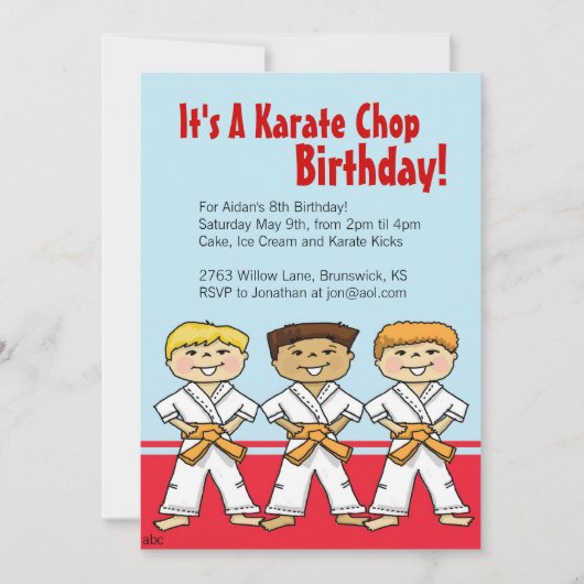 Invitations de partie de côtelette de karaté de (Devant)