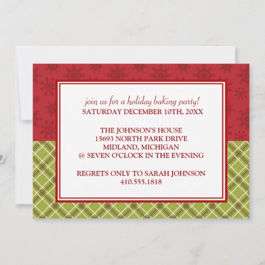 Invitations de partie de cuisson de biscuit de (Dos)