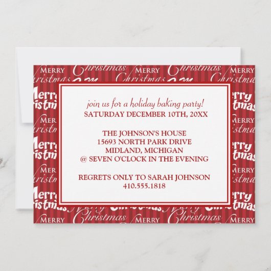 Invitations de partie de cuisson de biscuit de (Dos)