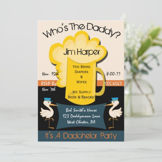 Invitations de partie de Dadchelor (Debout devant)