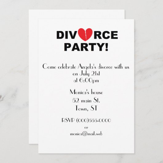 Invitations "de partie de divorce" (Devant / Derrière)
