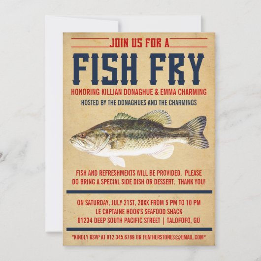 Invitations de partie de friture de poissons (Devant)