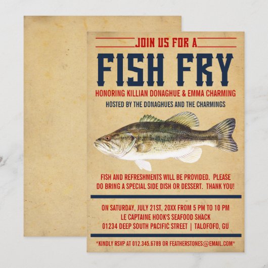 Invitations de partie de friture de poissons (Devant / Derrière)