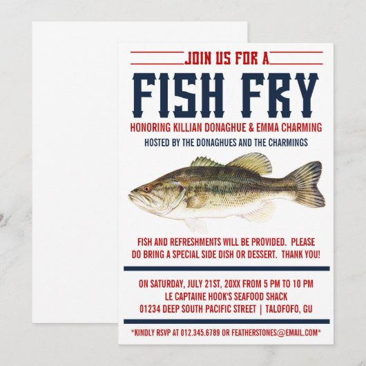 Invitations de partie de friture de poissons (Devant / Derrière)