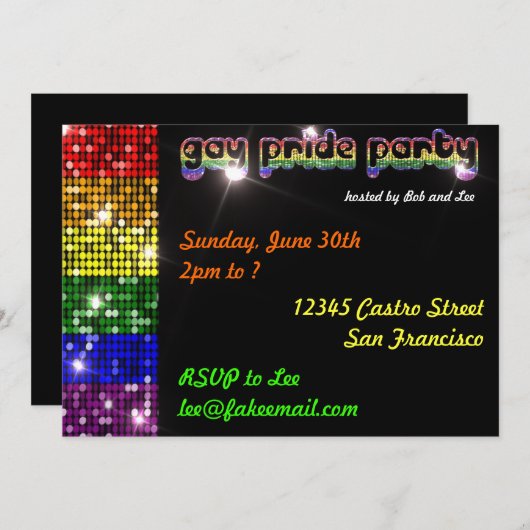 Invitations de partie de gay pride (Devant / Derrière)