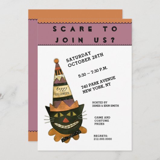 Invitations de partie de Halloween (Devant / Derrière)