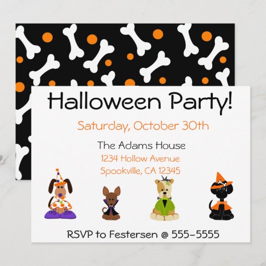 Invitations de partie de Halloween (Devant / Derrière)