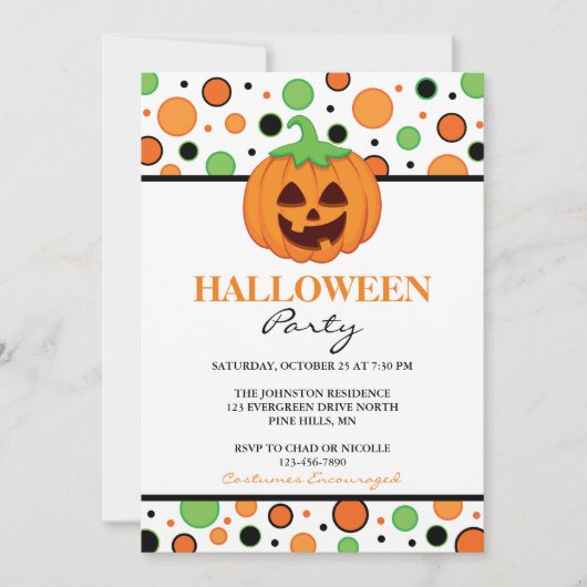 Invitations de partie de Halloween de citrouille (Devant)