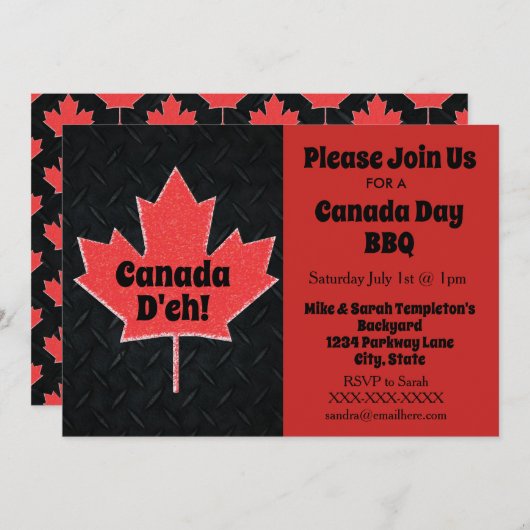 Invitations de partie de jour du Canada (Devant / Derrière)