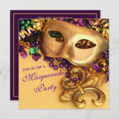 Invitations de partie de mascarade de mardi gras (Devant / Derrière)