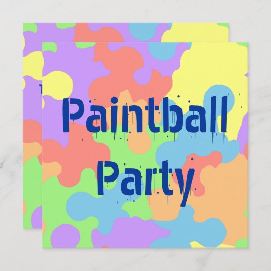 INVITATIONS DE PARTIE DE PAINTBALL D'ÉCLABOUSSURE (Devant / Derrière)