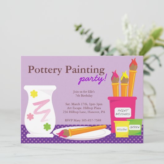 Invitations de partie de peinture de poterie (Debout devant)