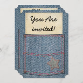 Invitations de partie de poche de blues-jean (Devant / Derrière)