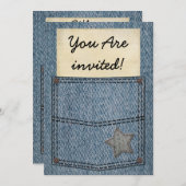 Invitations de partie de poche de jeans (Devant / Derrière)