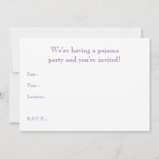 invitations de partie de pyjama : starshine (Dos)