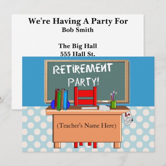 Invitations de partie de retraite de professeurs (Devant / Derrière)